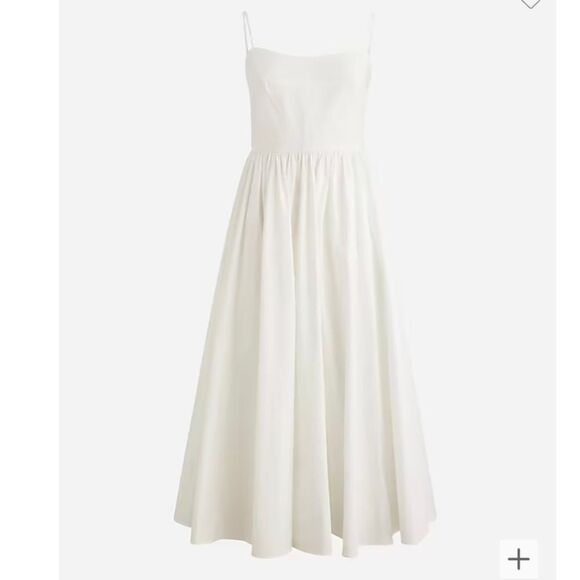 J. Crew Midi Dress A-line Stretch Cotton Poplin White sz 2 NWT Adjustabl… - Picture 4 of 14